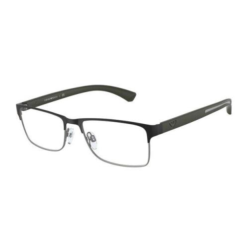 Emporio Armani EA1052 3070 Ruber Black Mt Gunmetal Demo Lens 55 Men`s Eyeglasses