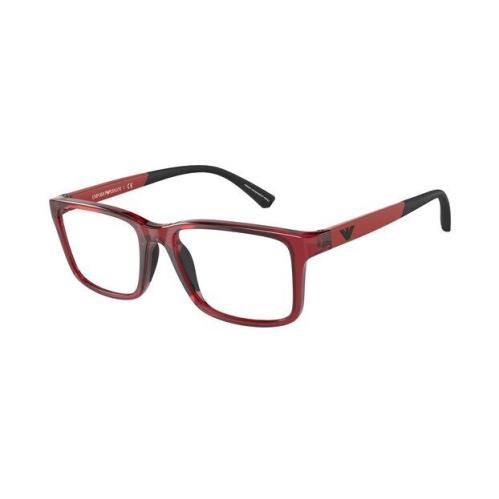Emporio Armani EA3203F 5440 Shiny Transp Red Demo Lens 50 mm Men`s Eyeglasses