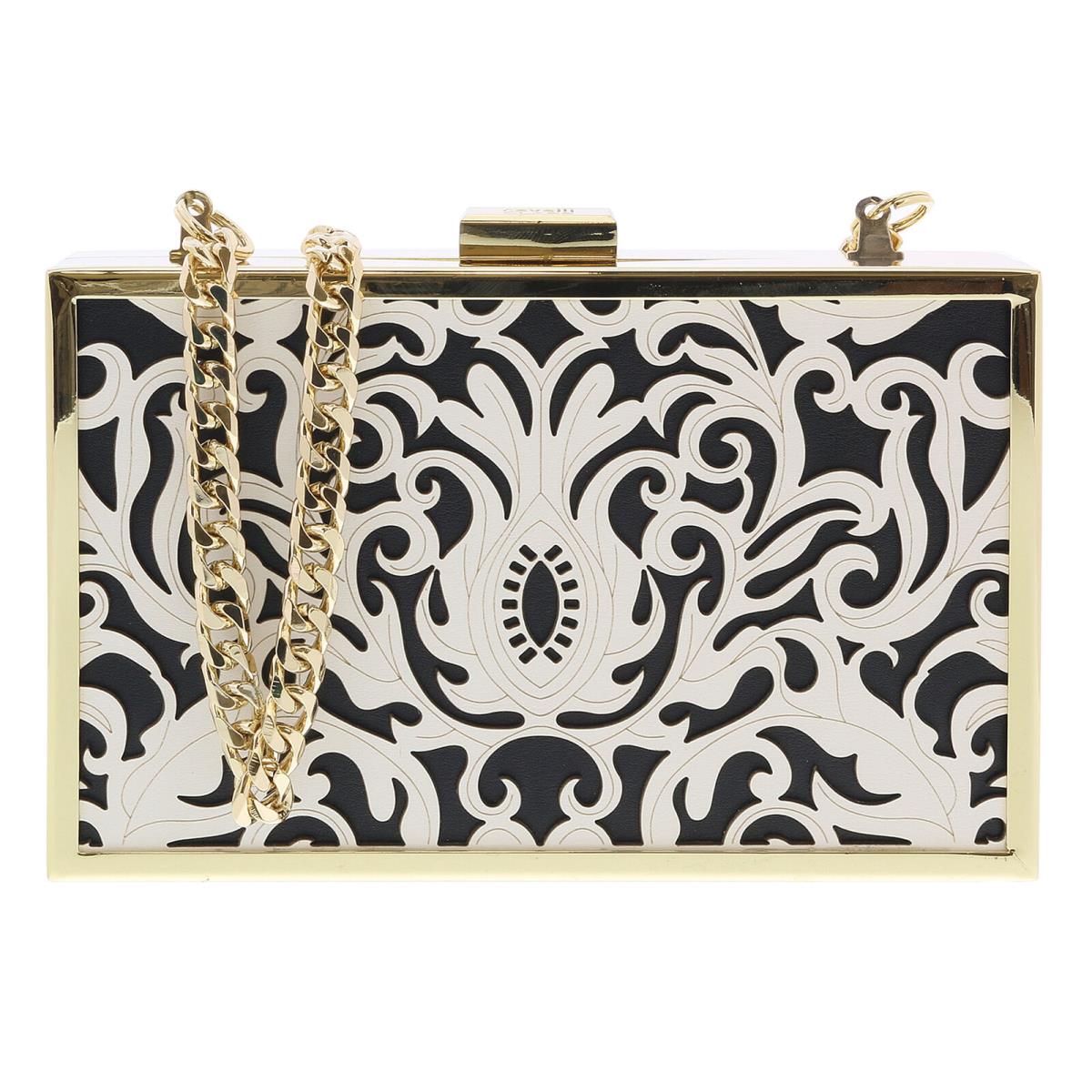 Roberto Cavalli HXLPD1 B01 Black/white Box Clutch