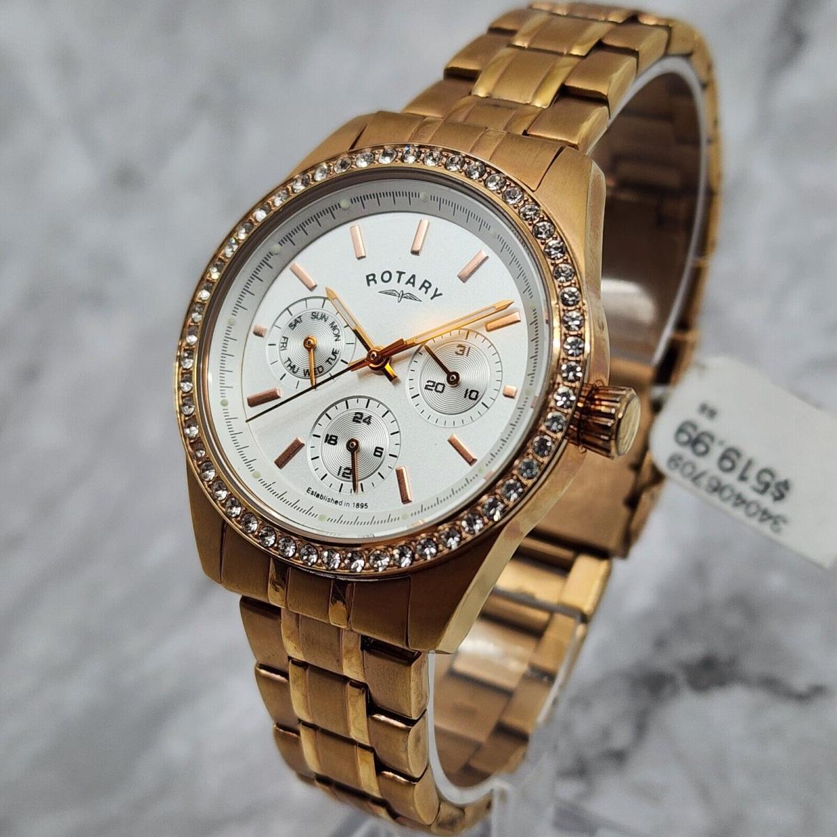 Rotary White Dial Rose Gold Ladies Watch LB00160/02S