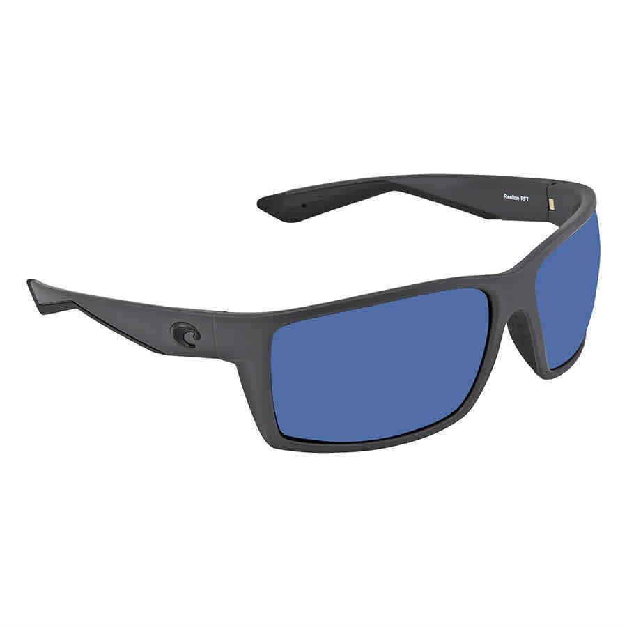 Costa Del Mar Reefton Blue Mirror Polarized Mens Black Sunglasses Rft 98 Obmp 64 - Frame: Gray, Lens: Blue