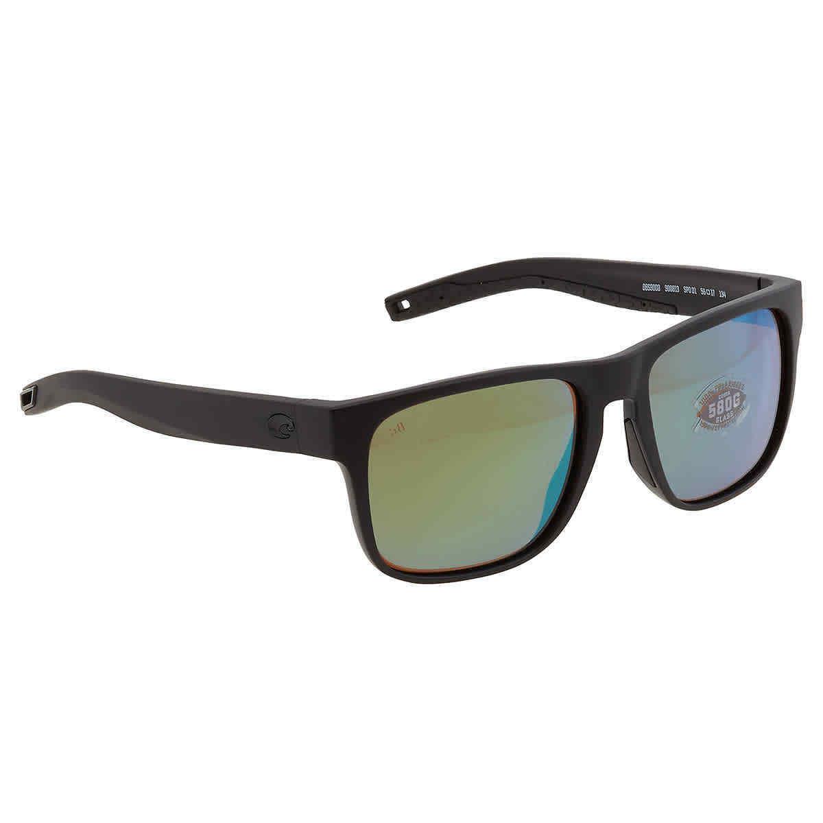 Costa Del Mar Spearo Green Mirror Polarized Glass Men`s Sunglasses Spo 01 Ogmglp - Frame: Black, Lens: Green