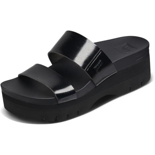 Reef Womens Cushion Vista Higher Sandal Black Patent