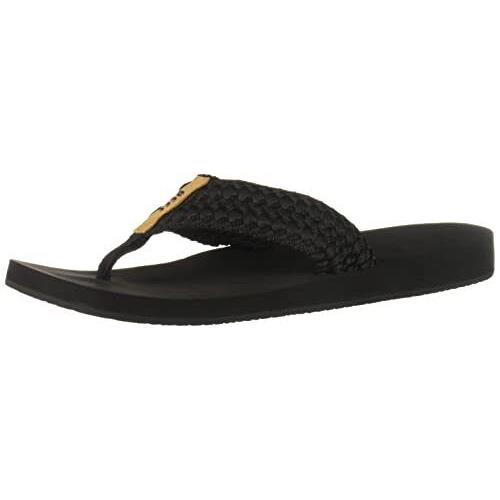 Reef Womens Cushion Threads Flip Flop Black 9 US