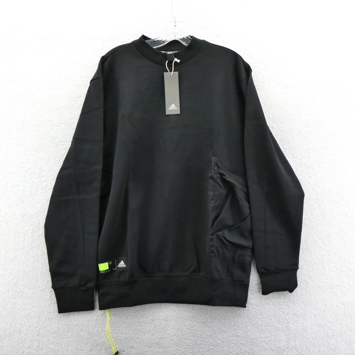Adidas Crew Mens Medium Black Zne Tech Sweatshirt Sportswear Knit Zip Pocket