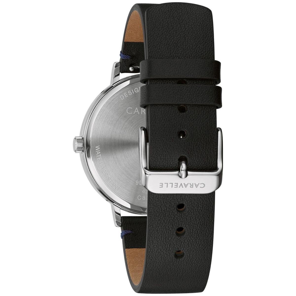 Caravelle Men`s Quartz Stainless Steel Case Black Leather Watch 39 MM 43A156