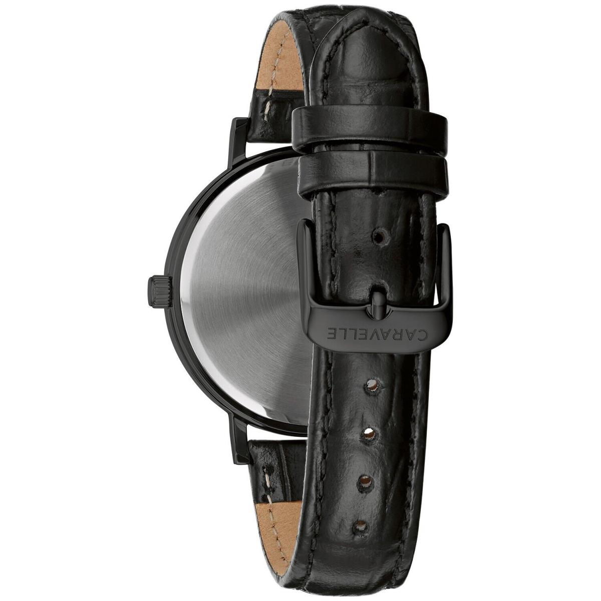 Caravelle Men`s Dress Quartz Black Croco Embossed Leather Watch 40 MM 45A148