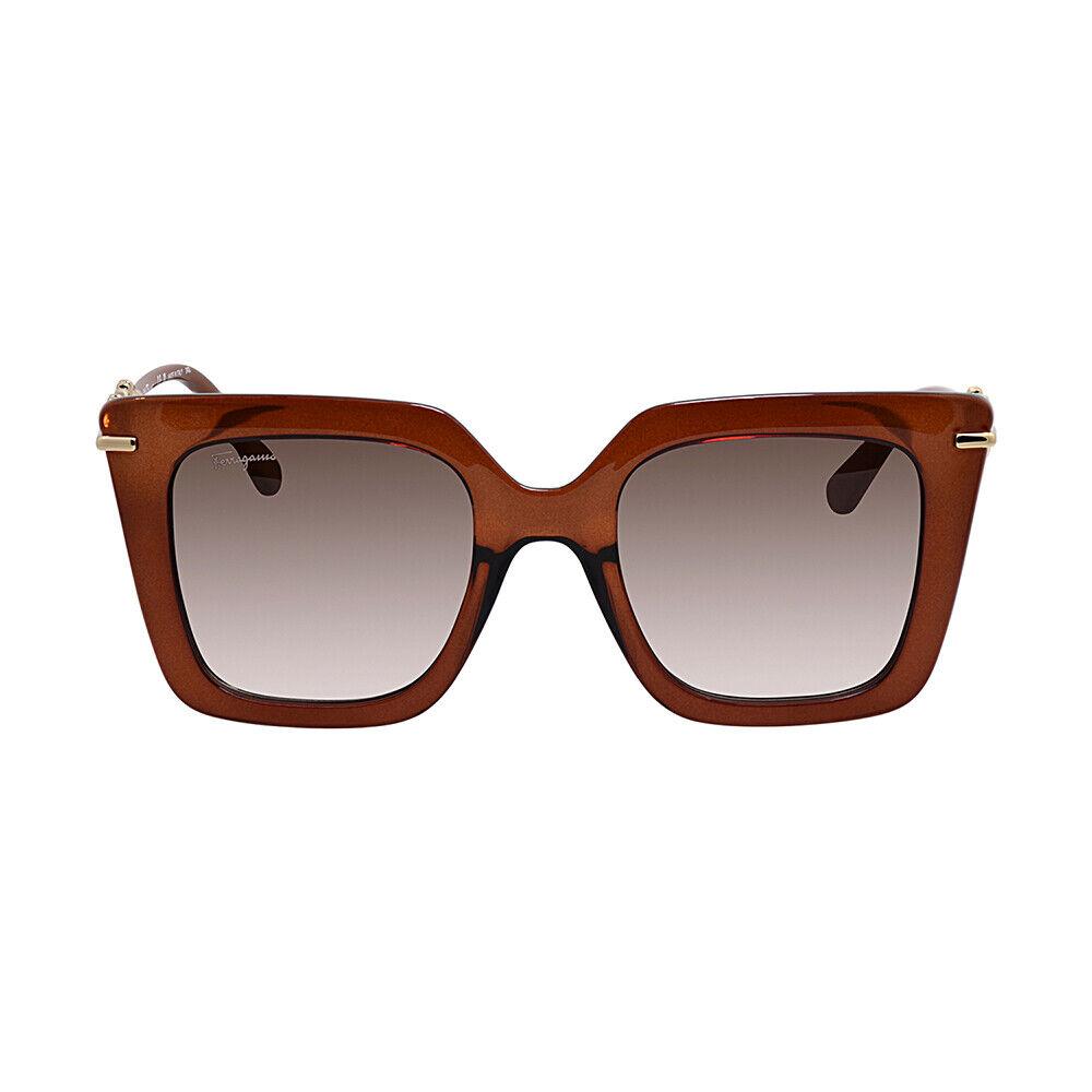 Salvatore Ferragamo SF 1041S 232 Brown Plastic Sunglasses Brown Gradient Lens