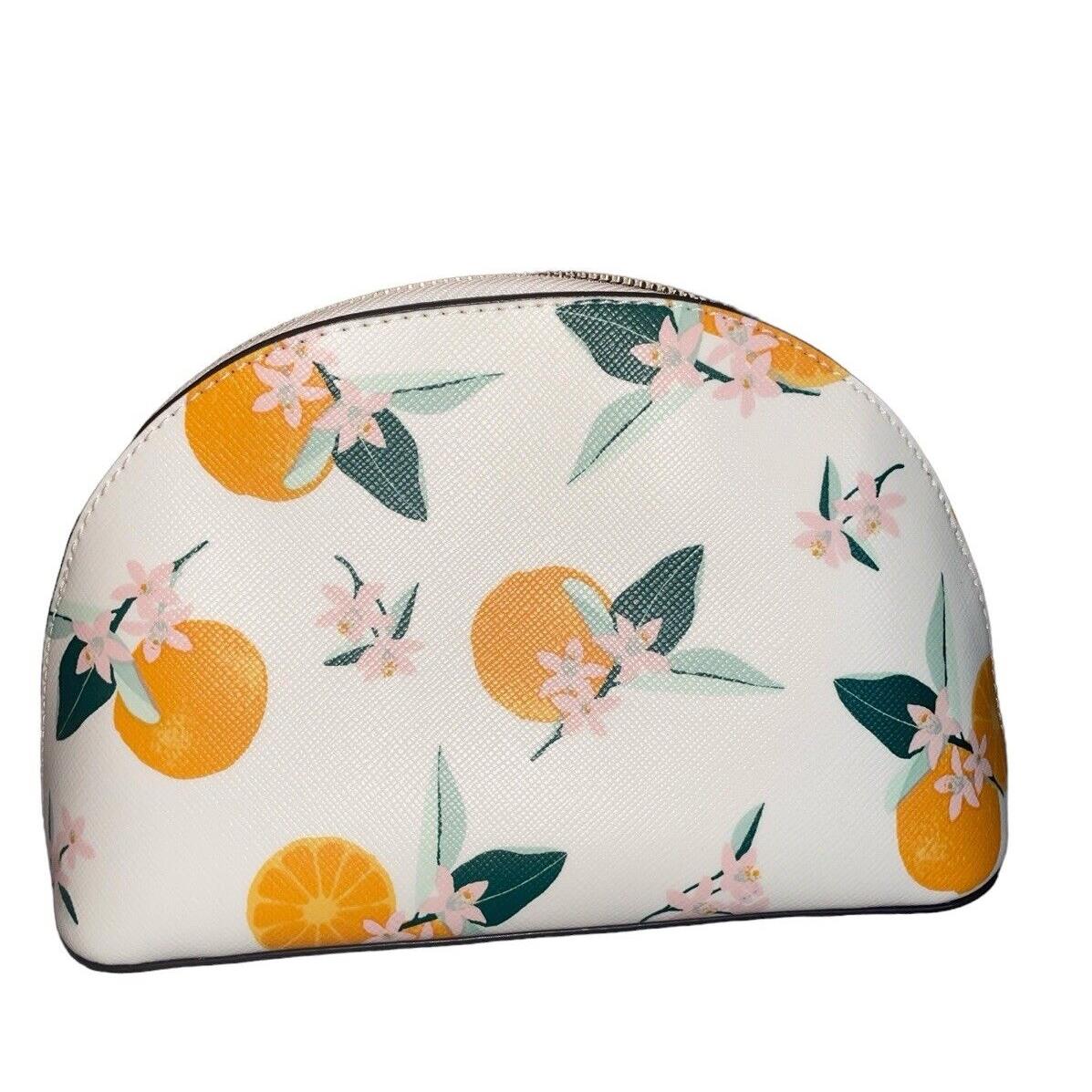 New Kate Spade Madison Orange Toss Print Cosmetic Case Cream Multi