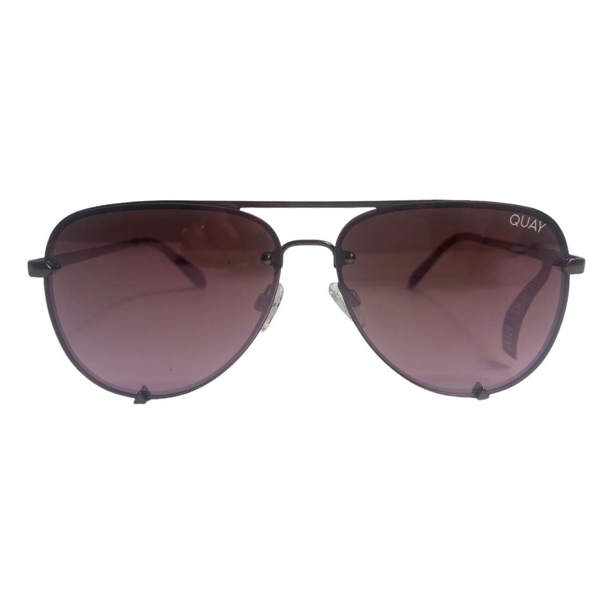Quay Australia High Key Mini Rimless Bronze Pink Brown Sunglasses Rare