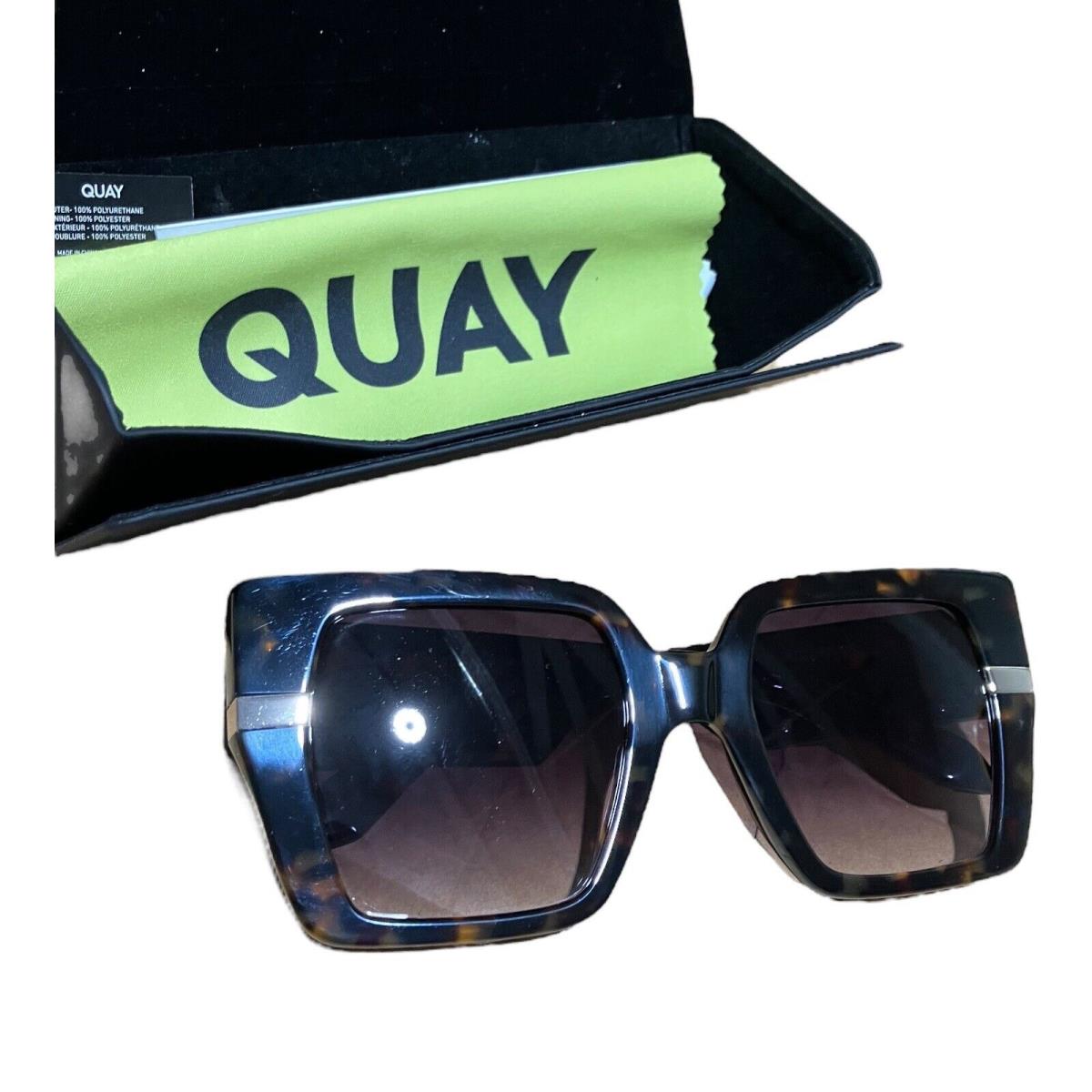 Quay Notorious 51mm Gradient Square Womens Sunglasses Neutral Tortoise Smoke