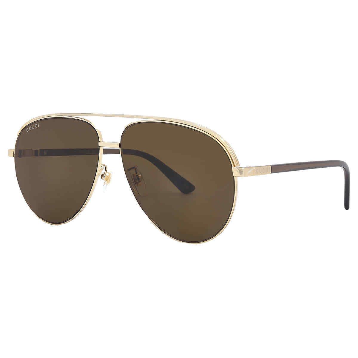 Gucci Brown Pilot Men`s Sunglasses GG1098S 002 62 GG1098S 002 62
