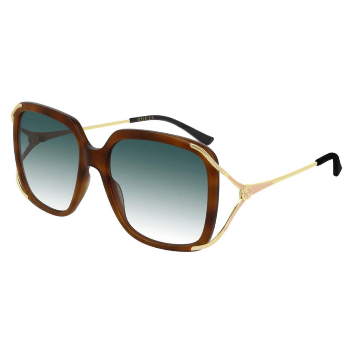 Gucci GG0647S-003 Women`s Havana Gold Frame / Green Gradient Lens Sunglasses