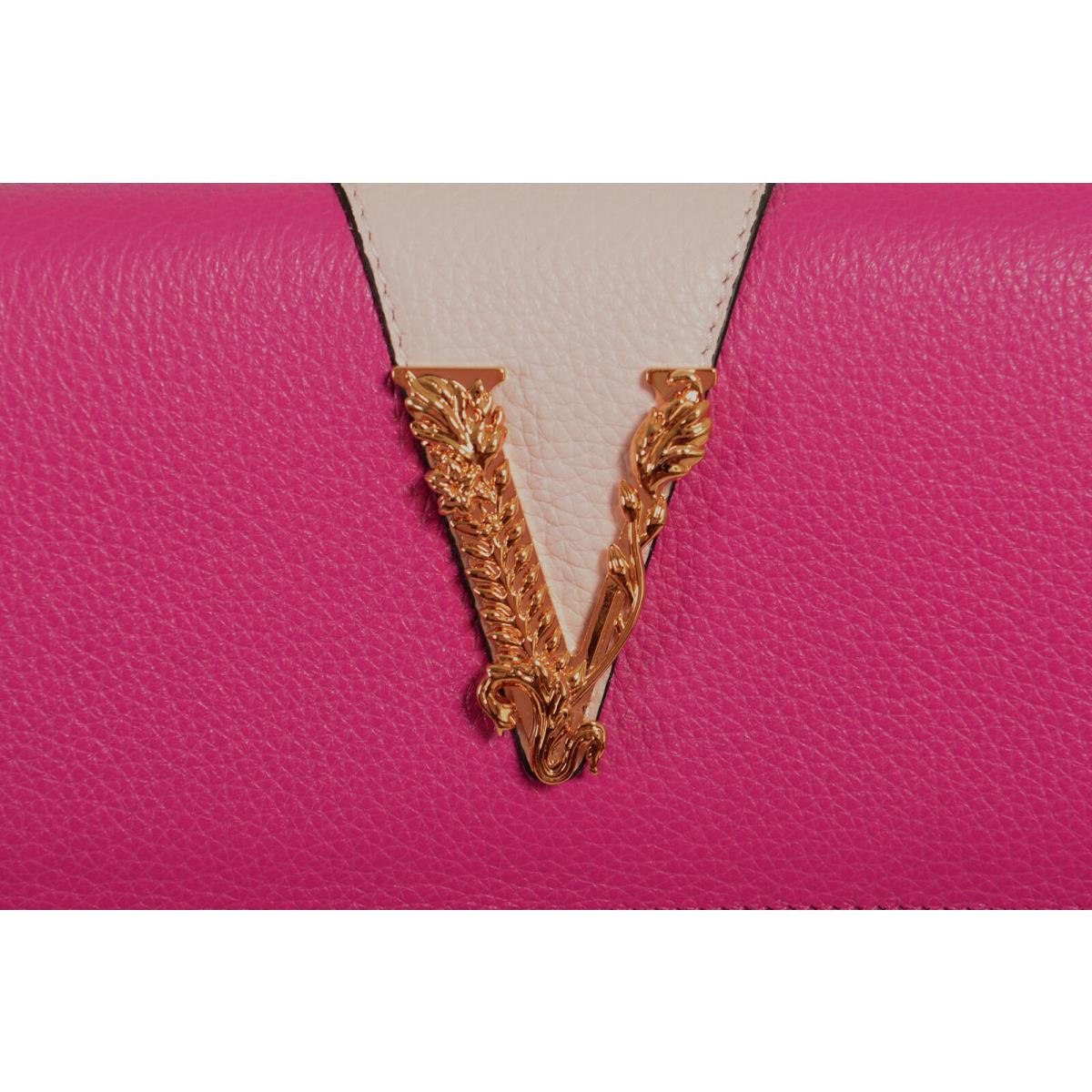 Versace Women`s Leather V-logo Crossbody Shoulder Bag Clutch Wallet
