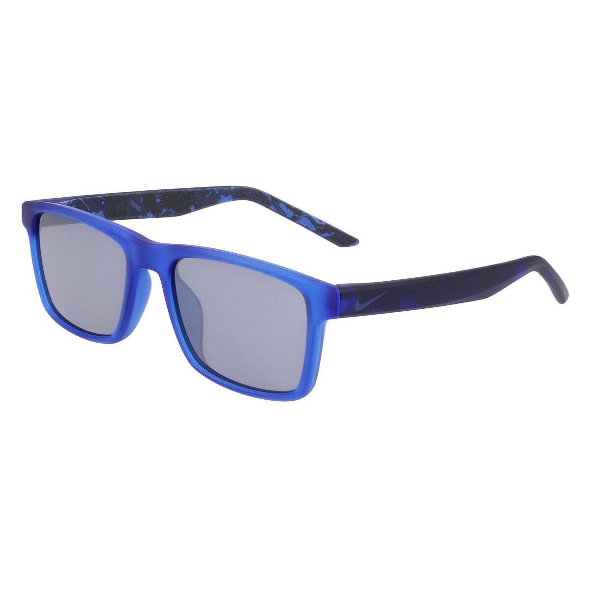 Nike Cheer DZ7380 Sunglasses Matte Game Royal Silver Flash 49mm - Frame: Matte Game Royal / Silver Flash, Lens: Silver Flash