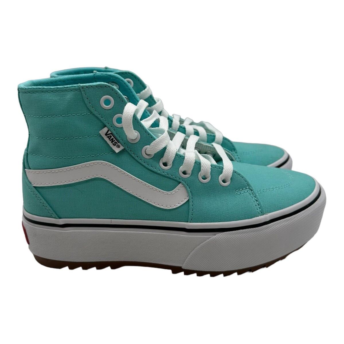 Vans Women`s Filmore Tapered Aqua Sky Canvas Hi Top Platform Shoes Size 8 Blue - Blue