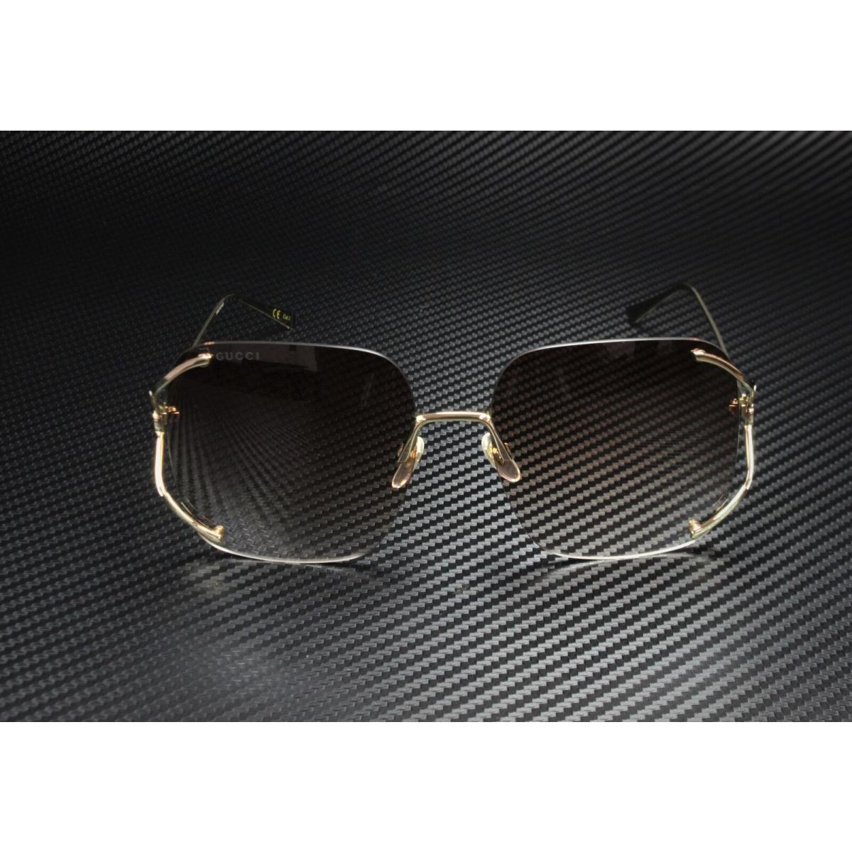 Gucci GG0646S 002 Round Oval Gold Ivory Gold Brown 60 mm Women`s Sunglasses - Frame: Gold, Lens: Brown
