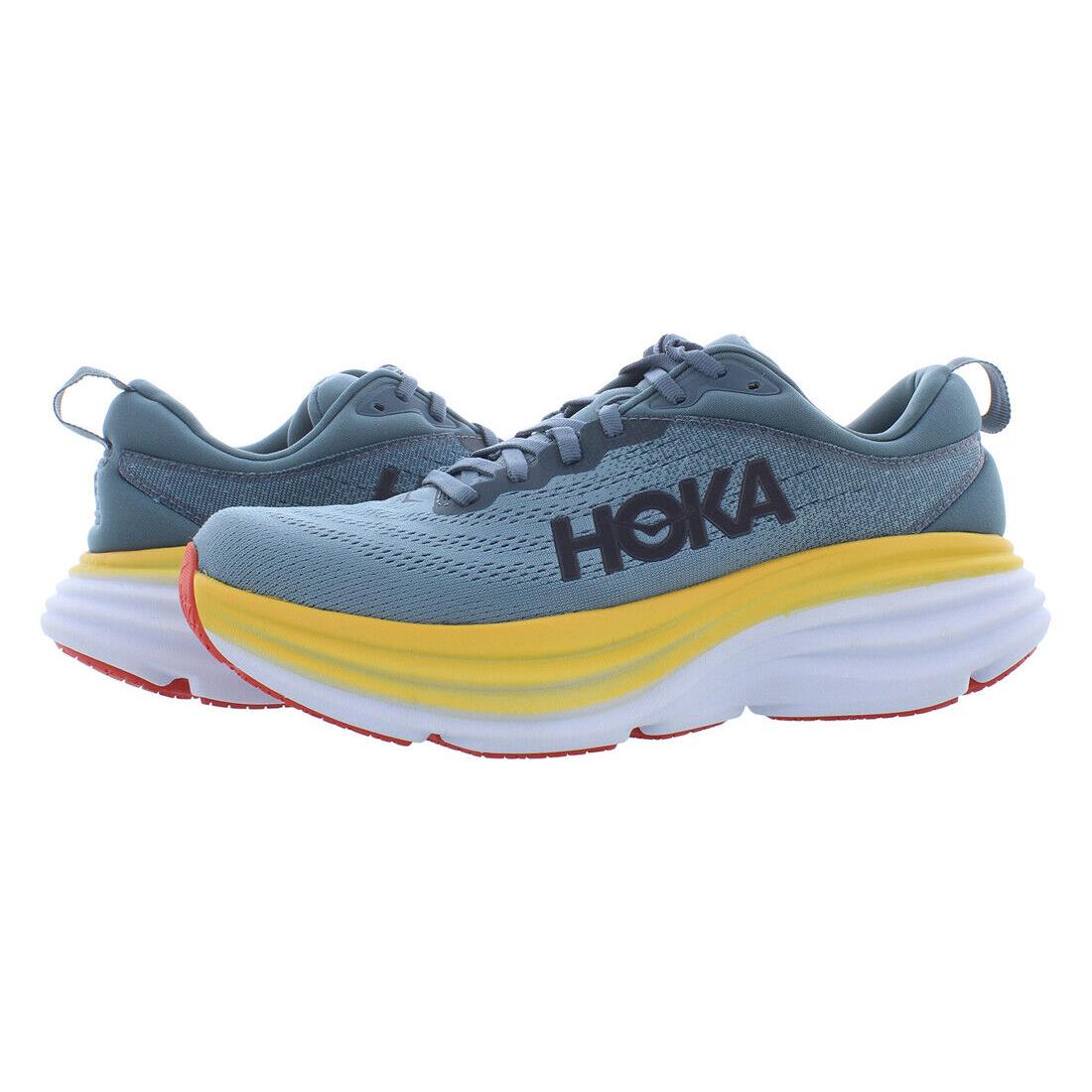 Hoka One One Bondi 8 Mens Shoes - Obsidian/Yellow/White, Main: Blue