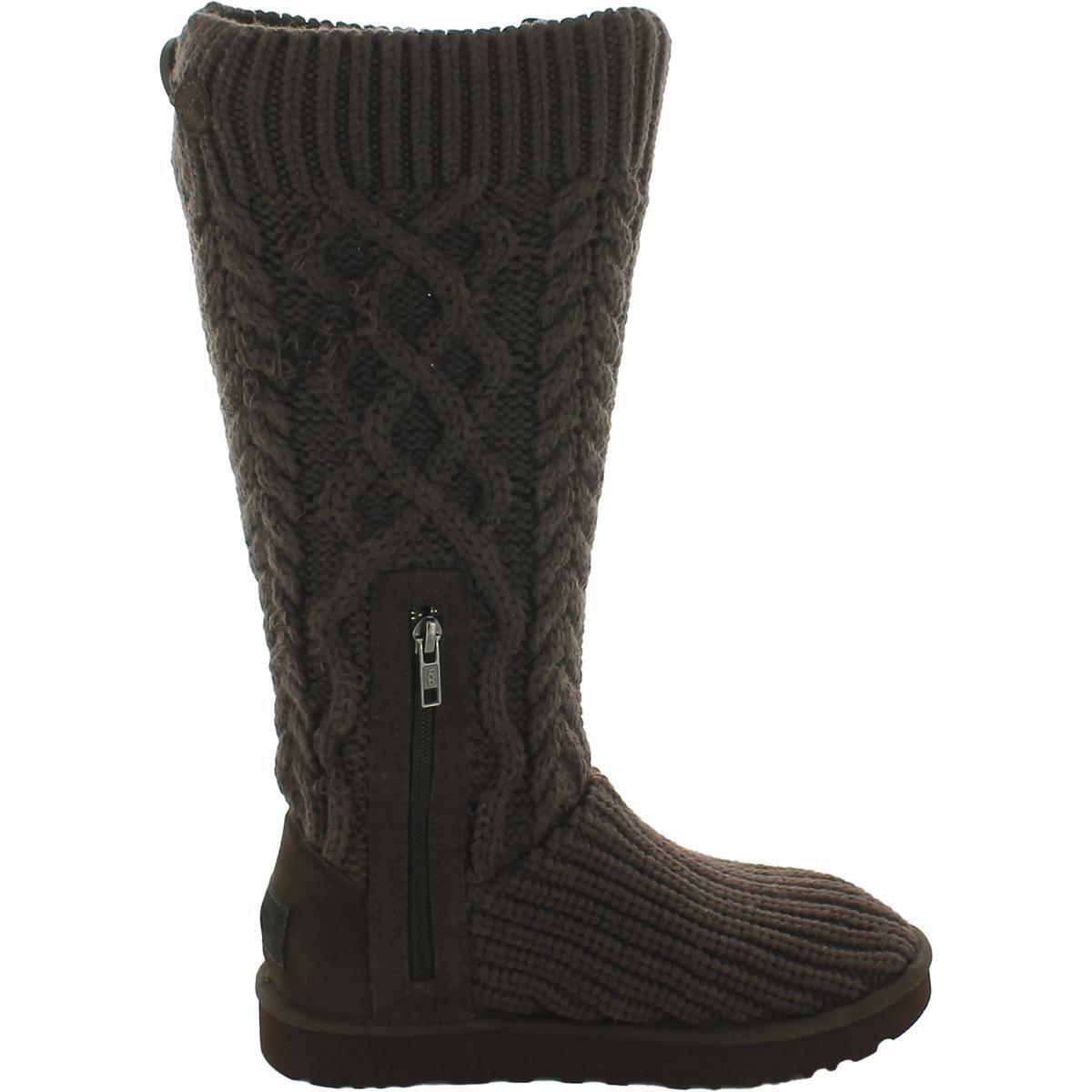 Ugg Womens Cardi Cable Knit Comfort Pull On Knee-high Boots Shoes Bhfo 7552 - Burnt Cedar