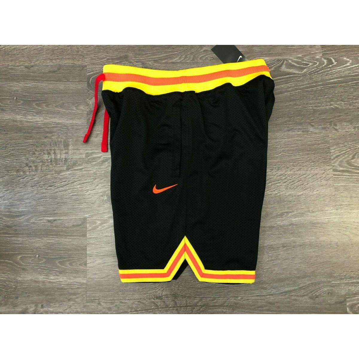 Nike Dna Double Mesh Basketball Shorts Black Yellow Atlanta Hawks AO5656-010