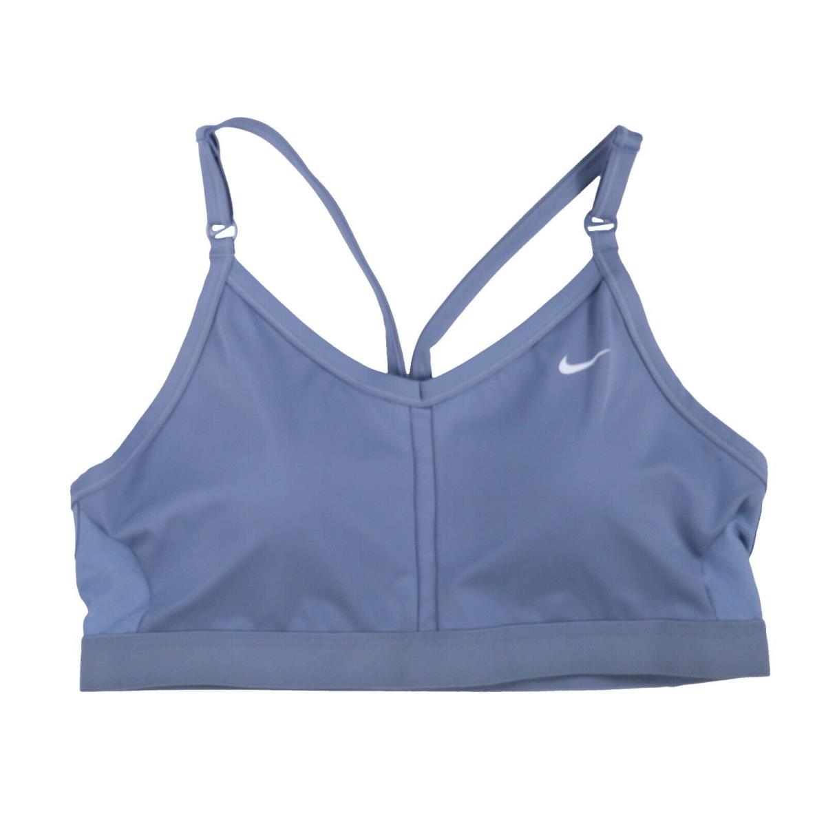 Nike Women`s Sports Bra V-neck Light-support Racerback Workout Top M Xl Slate Blue