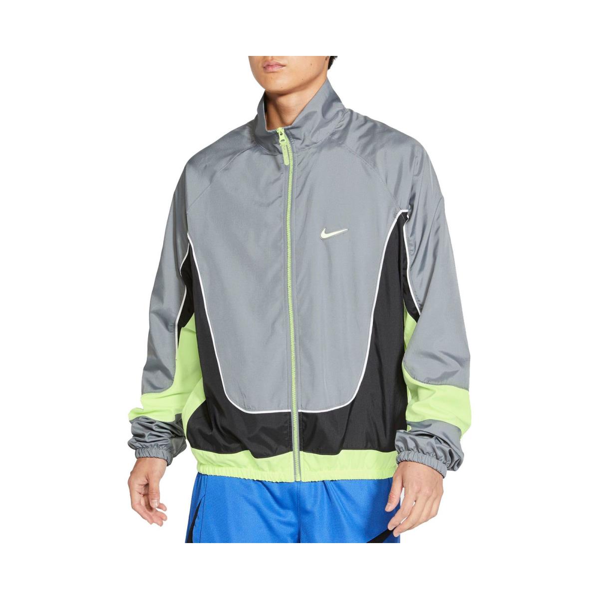 Nike Sportswear Grey/volt Green Throwback Woven Jacket
