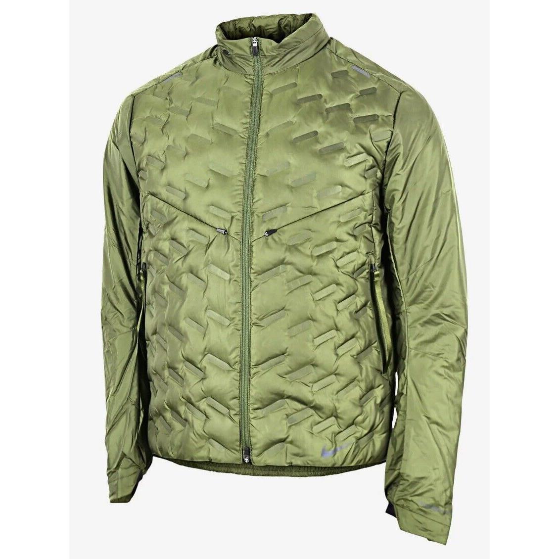 Nike Therma Fit Adv Repel Down Fill Green Reflective Running Jacket Mens L 2XL