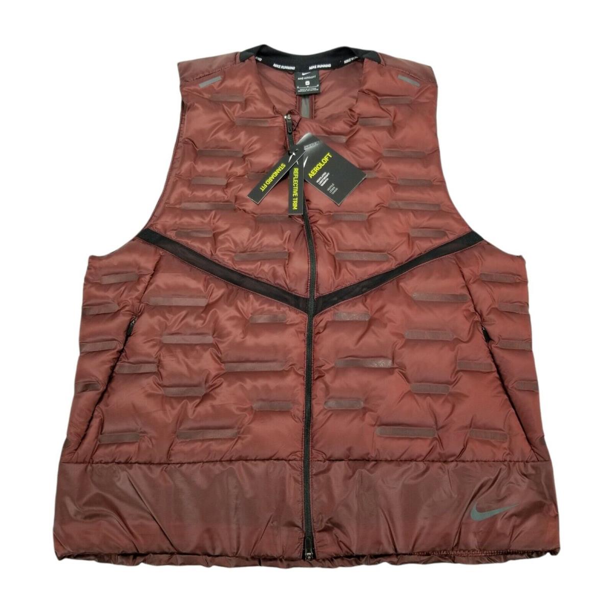 Nike Vest Men`s M Aeroloft Running Jogging Athleisure Maroon Burgundy CU7797-624