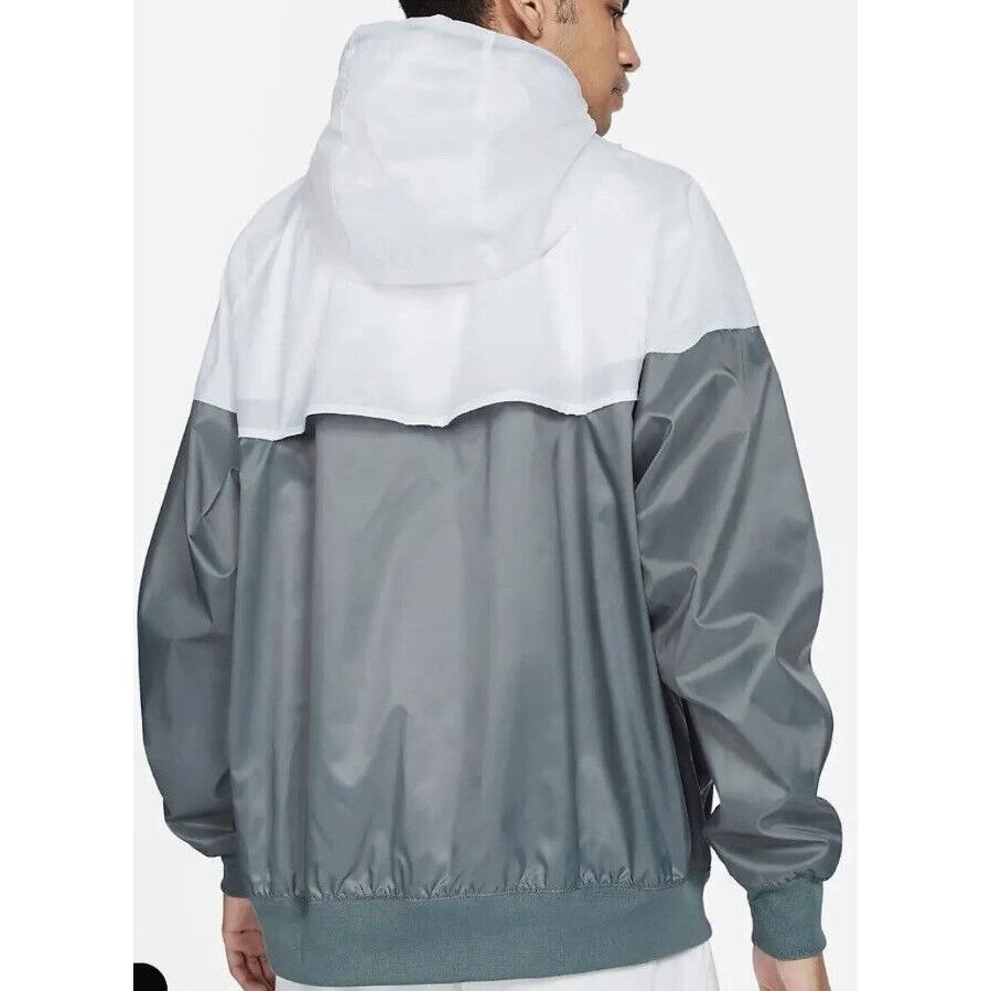 Nike Mens XL Windrunner Windbreaker Jacket Hoodie Full Zip Gray White DA0001-084