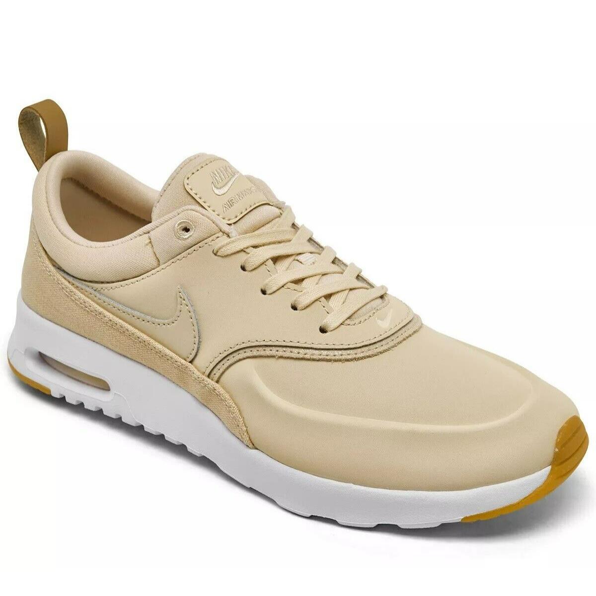 Size 7.5 Nike Air Max Thea Premium Leather Women Shoes Beach Metallic Gold Beige