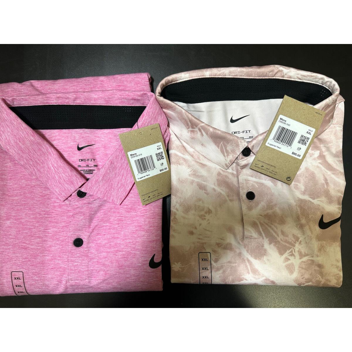 2-NWTS-2024-Nike Men`s Dri-fit Vapor Golf Polos Size 2XXL Pink and Peach