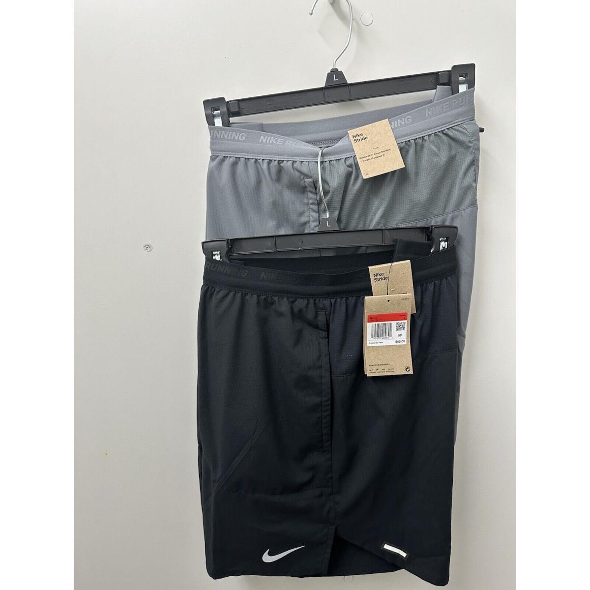 2-2024-Nike Stride Dri-fit Running Shorts 7 2in1 -DM4759 Mens Large Black +gray