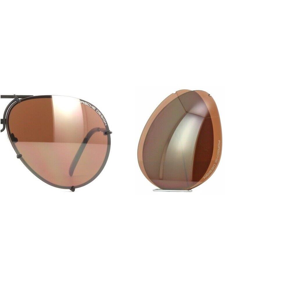 Porsche Design Lens Set For Iconic P8478 Sunglasses - Lenses Set Only Dark orange , Silver mirrored - V657