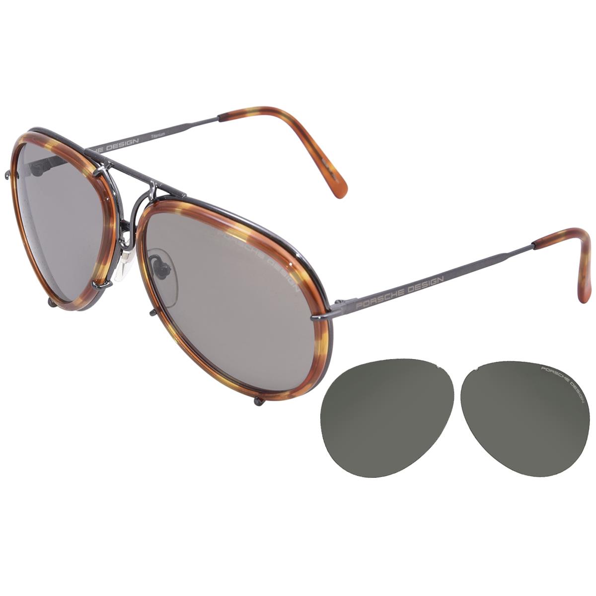 Porsche Design Men`s P`8613 P8613 Square Sunglasses 64mm Gray