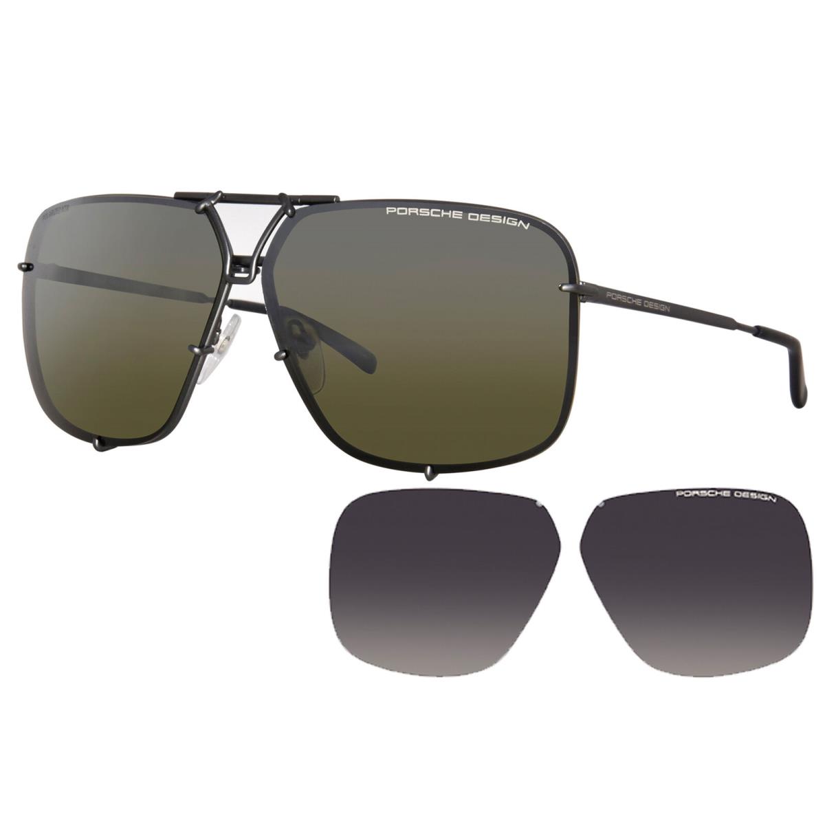 Porsche Design P8928-A Sunglasses Titanium Gun. W/extra Interchangeable Lenses