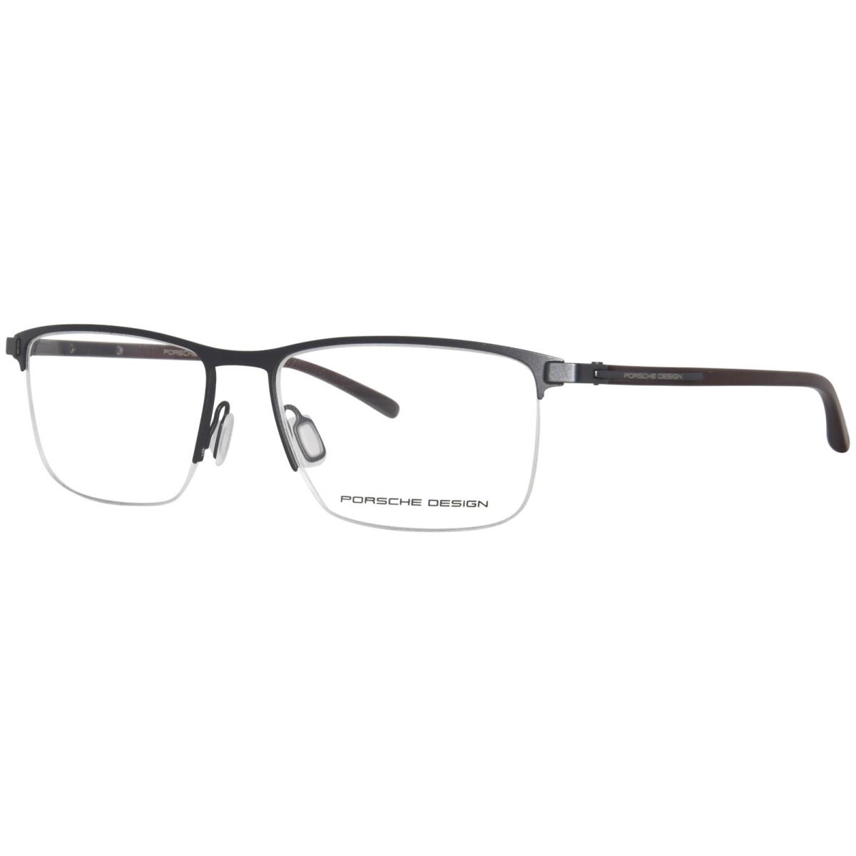 Porsche Design P8371-A Eyeglasses Men`s Black Semi Rim Rectangle Shape 56mm