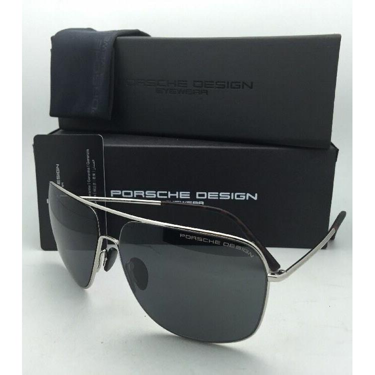 Porsche Design Aviator Sunglasses P`8607 D 63-13 Silver Frames W/grey Lenses