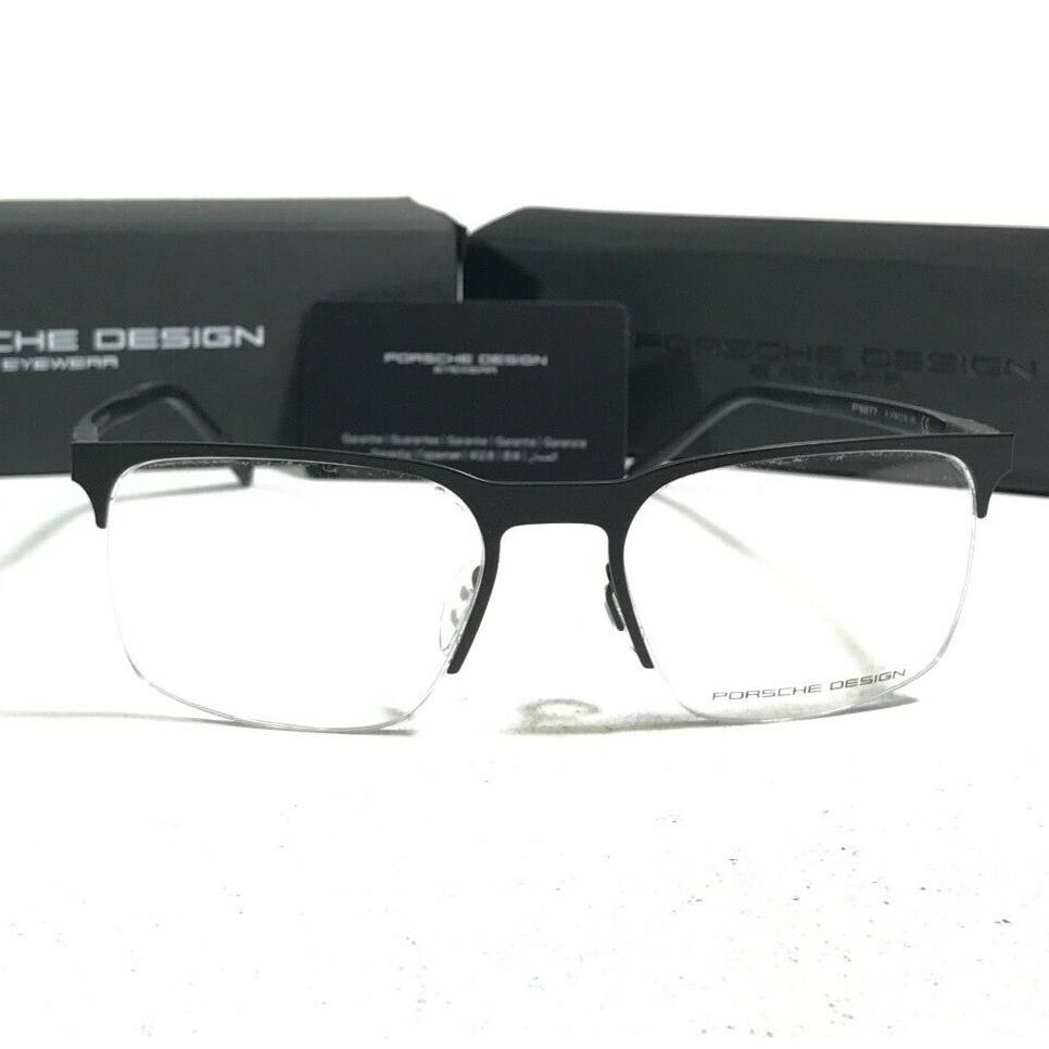 Porsche Design Eyeglasses Frames P8277 A Black Square Half Rim 54-19-145