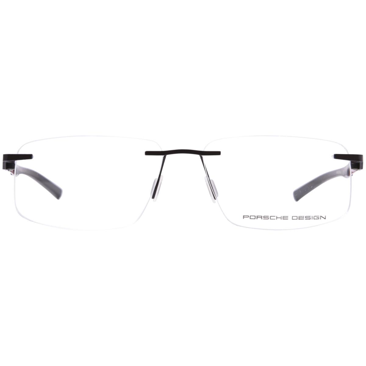 Porsche Design P8748 D0S1 Eyeglasses Men`s Black/red Rimless Square Shape 57mm