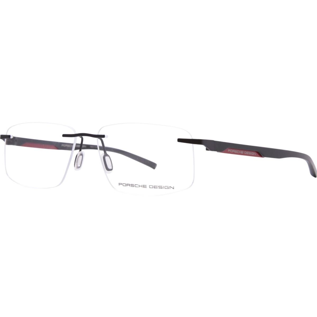 Porsche Design P8748 D0S1 Eyeglasses Men`s Black/red Rimless Square Shape 57mm