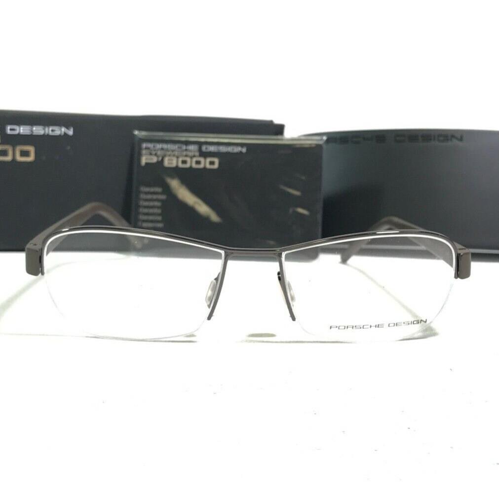 Porsche Design Eyeglasses Frames P8211 B Gray Rectangular Half Rim 57-17-140