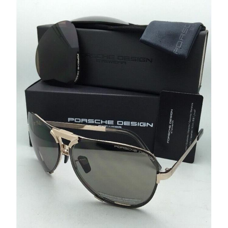 Porsche Design Titanium Sunglasses P`8678 C 67-11 Gold Frames w/ 2 Lens Sets