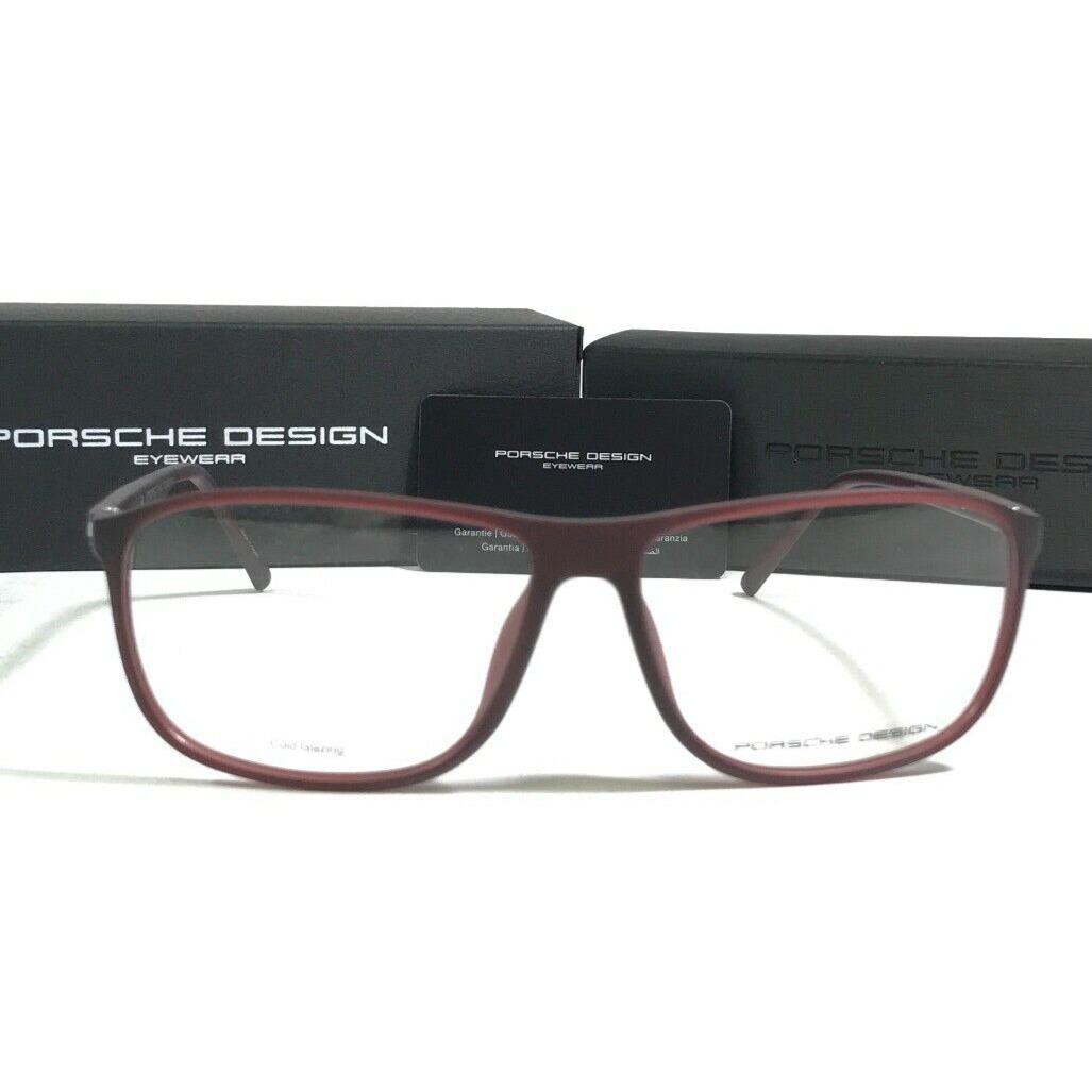 Porsche Design Eyeglasses Frames P8278 D Matte Red Square Full Rim 56-13-140