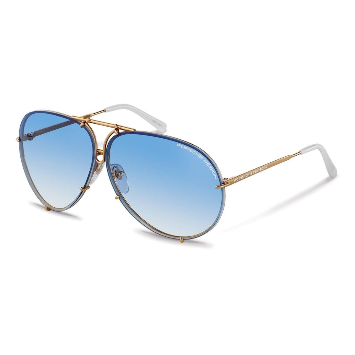 Porsche Design P8478 W Sunglasses in Gold White/blue Gradient Brown 69 mm Lenses