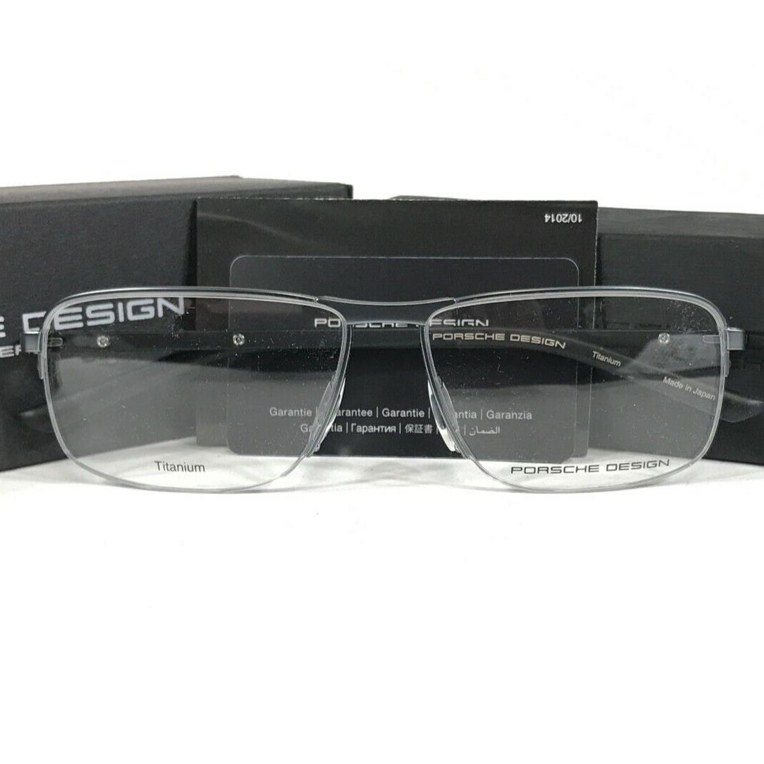 Porsche Design Eyeglasses Frames P8317 D Black Blue Square Half Rim 56-14-140