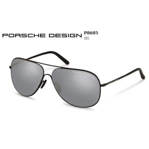Porsche Design P8605 D Black / Silver Mirror Sunglasses 8605 Pilot