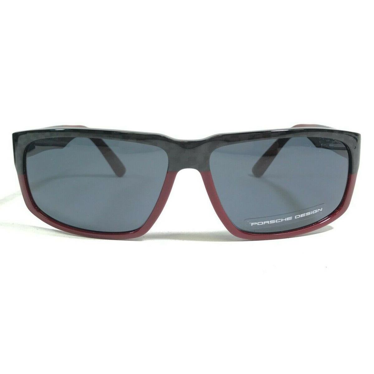 Porsche Design Sunglasses P8547 C Black Red Square Frames with Gray Lenses