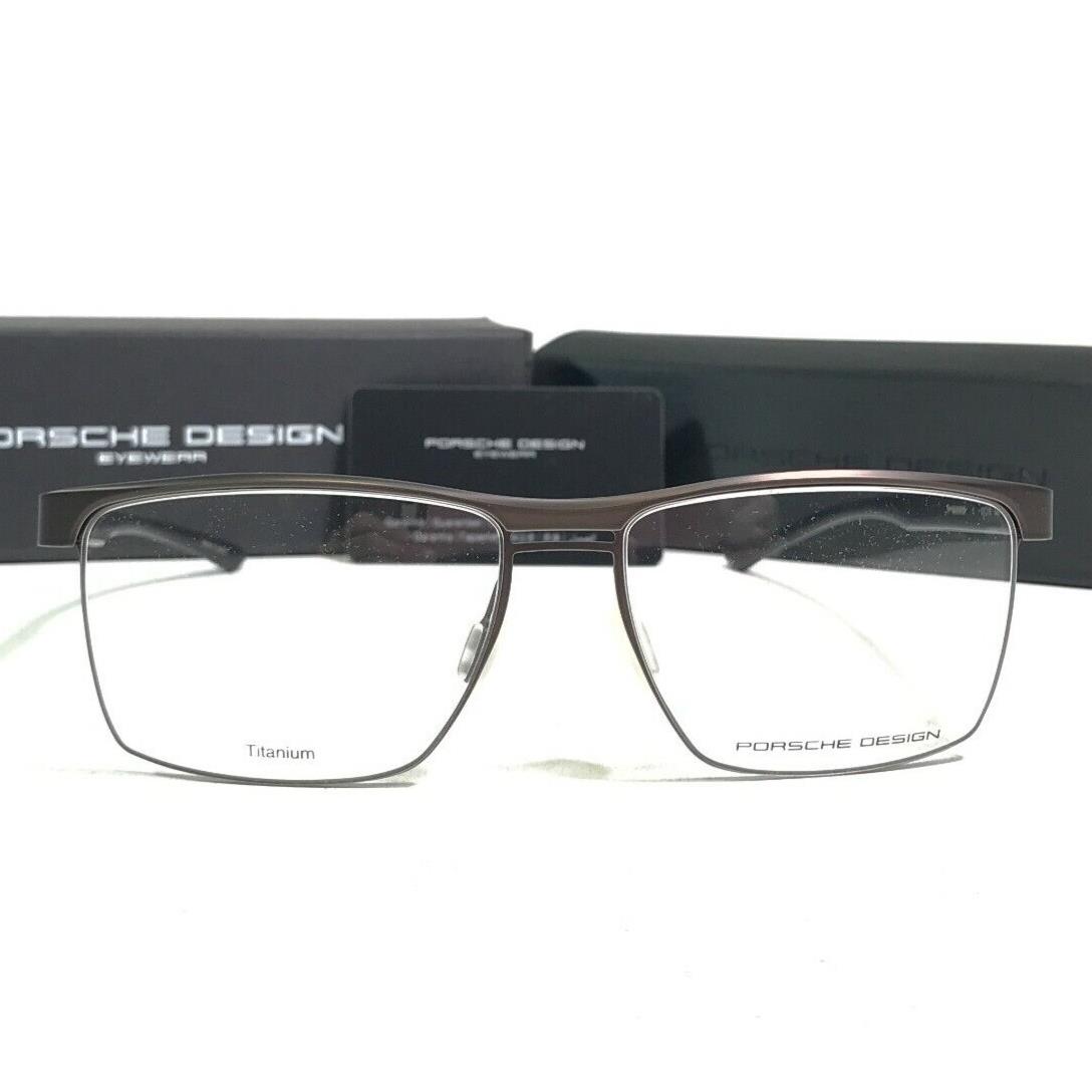 Porsche Design Eyeglasses Frames P8289 C Black Grey Square Full Rim 57-16-140