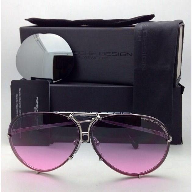 Porsche Design Titanium Aviator Sunglasses P`8478 M 66-10 Silver w/ 2 Lens Sets