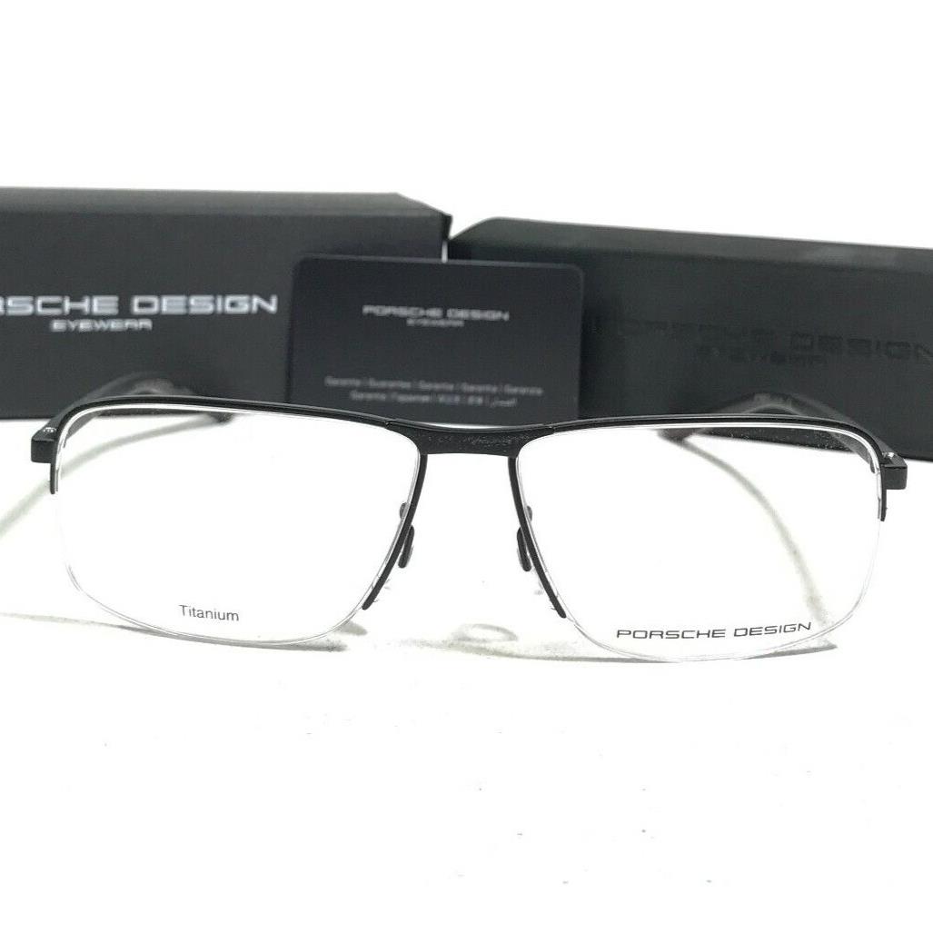 Porsche Design Eyeglasses Frames P8317 A Black Grey Square Half Rim 56-14-140